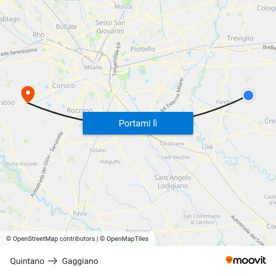 Quintano to Gaggiano map
