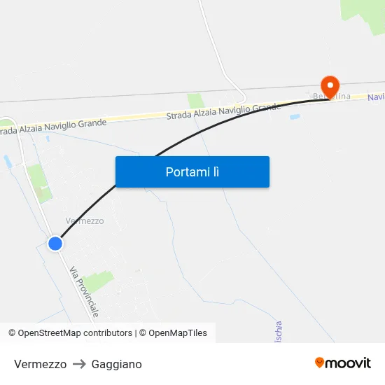 Vermezzo to Gaggiano map
