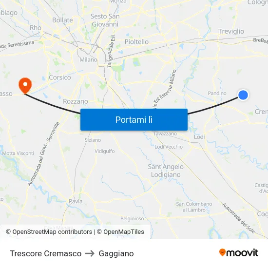 Trescore Cremasco to Gaggiano map