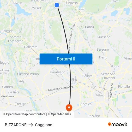 BIZZARONE to Gaggiano map