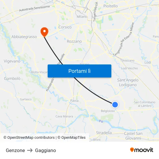 Genzone to Gaggiano map
