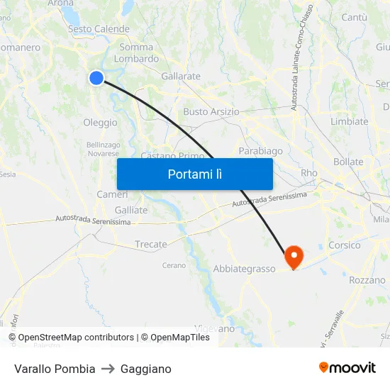 Varallo Pombia to Gaggiano map