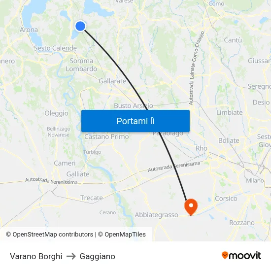 Varano Borghi to Gaggiano map