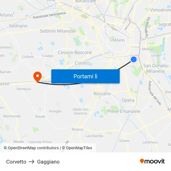 Corvetto to Gaggiano map