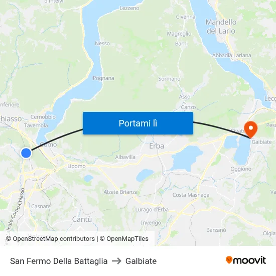 San Fermo Della Battaglia to Galbiate map