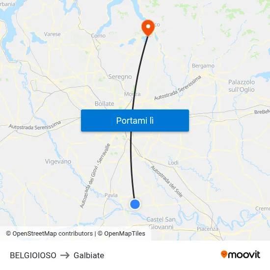 BELGIOIOSO to Galbiate map