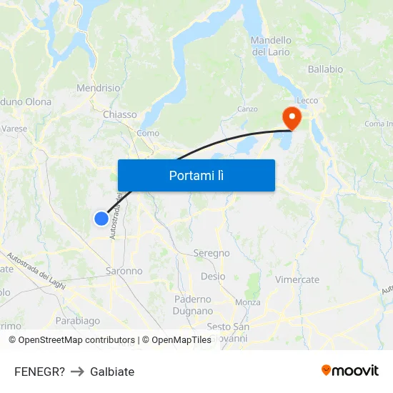 FENEGR? to Galbiate map