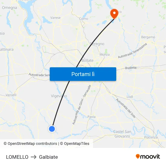 LOMELLO to Galbiate map