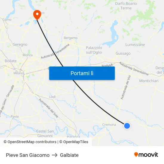 Pieve San Giacomo to Galbiate map