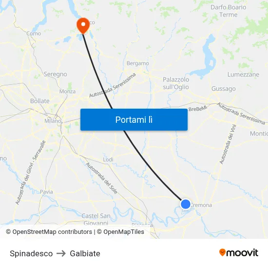 Spinadesco to Galbiate map