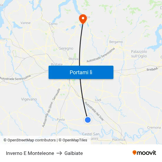 Inverno E Monteleone to Galbiate map