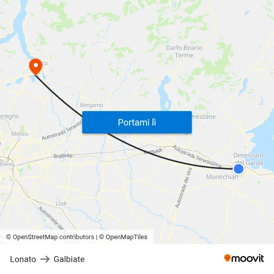 Lonato to Galbiate map