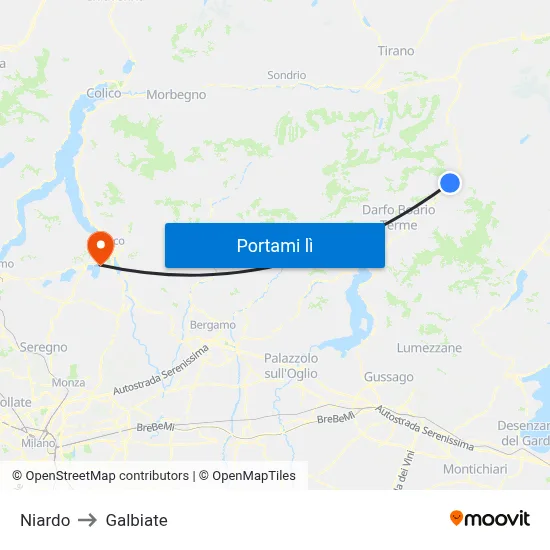 Niardo to Galbiate map