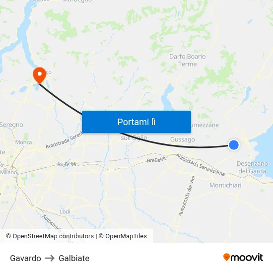 Gavardo to Galbiate map