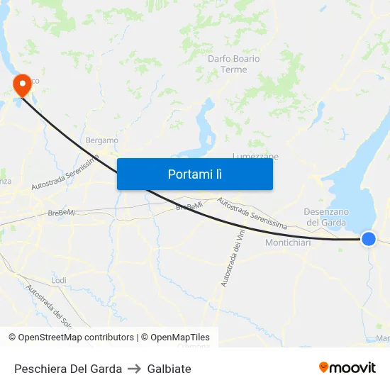 Peschiera Del Garda to Galbiate map