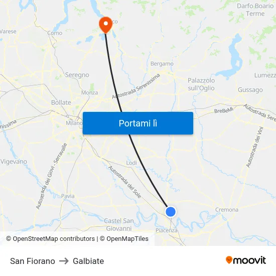 San Fiorano to Galbiate map