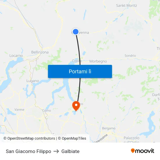 San Giacomo Filippo to Galbiate map