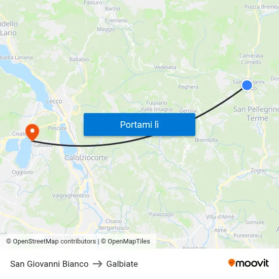 San Giovanni Bianco to Galbiate map