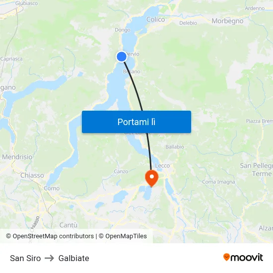 San Siro to Galbiate map