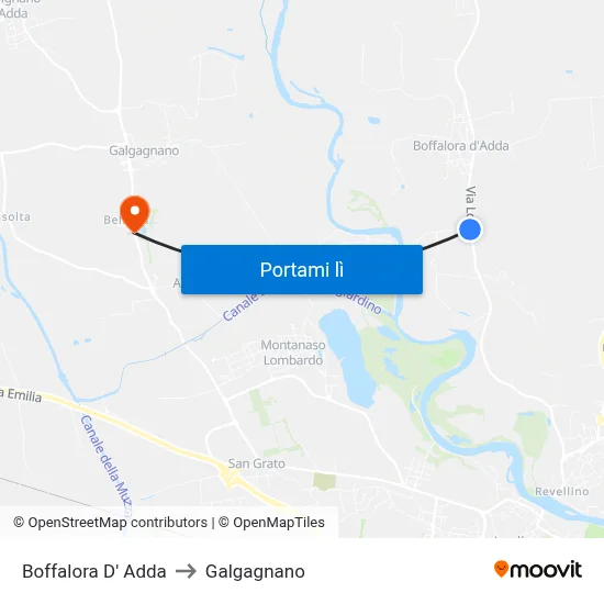 Boffalora D' Adda to Galgagnano map