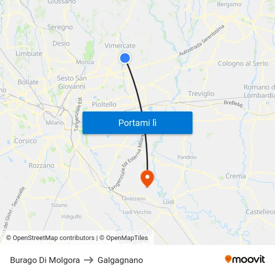 Burago Di Molgora to Galgagnano map