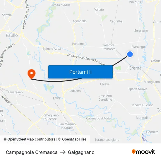 Campagnola Cremasca to Galgagnano map
