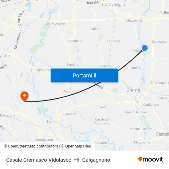 Casale Cremasco-Vidolasco to Galgagnano map