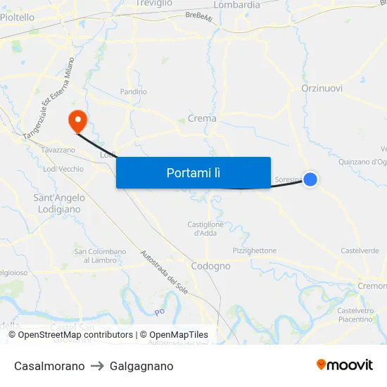 Casalmorano to Galgagnano map