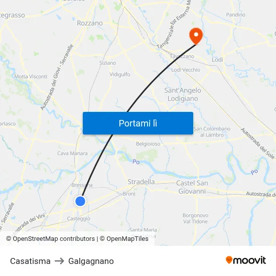 Casatisma to Galgagnano map