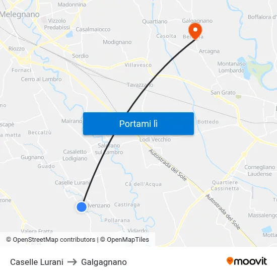 Caselle Lurani to Galgagnano map
