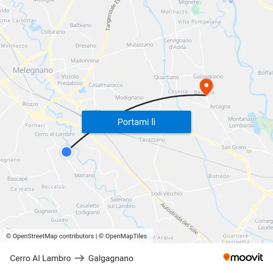 Cerro Al Lambro to Galgagnano map