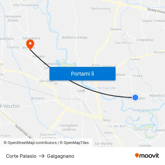 Corte Palasio to Galgagnano map