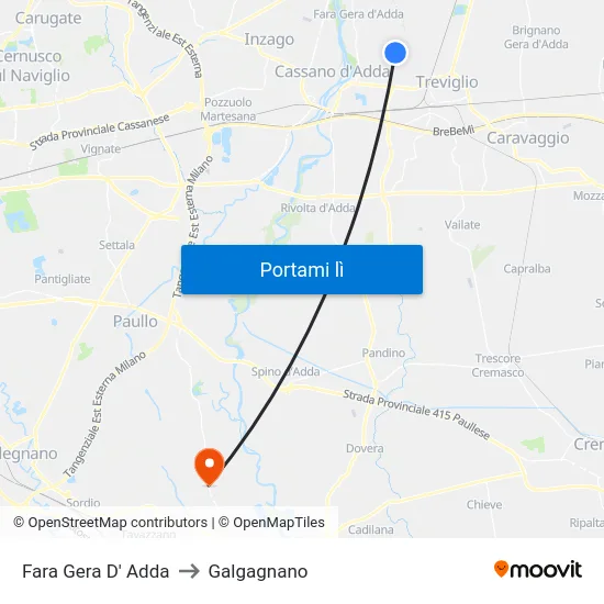 Fara Gera D' Adda to Galgagnano map