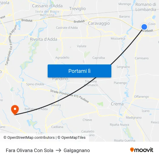 Fara Olivana Con Sola to Galgagnano map