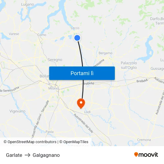 Garlate to Galgagnano map