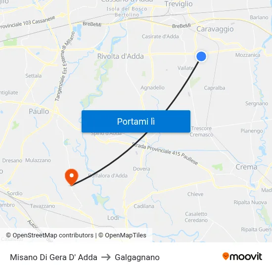 Misano Di Gera D' Adda to Galgagnano map