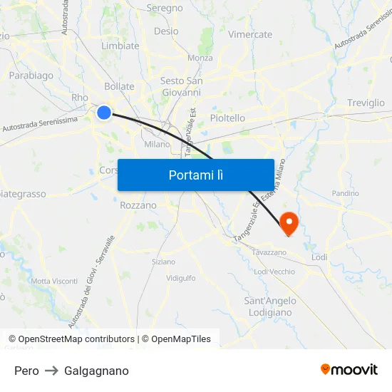 Pero to Galgagnano map