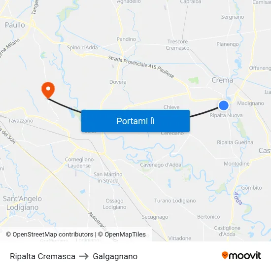 Ripalta Cremasca to Galgagnano map