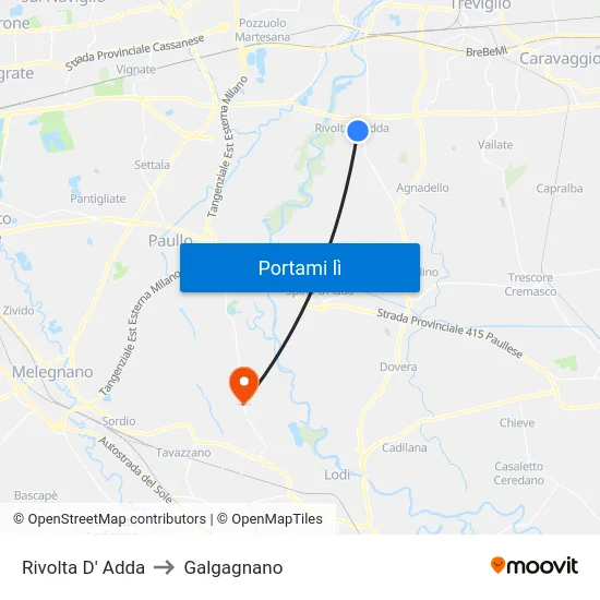 Rivolta D' Adda to Galgagnano map