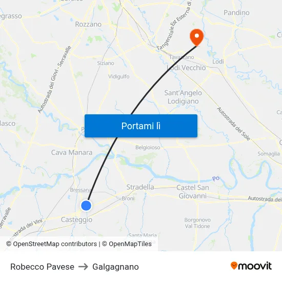 Robecco Pavese to Galgagnano map