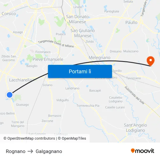 Rognano to Galgagnano map