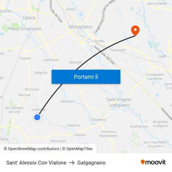 Sant' Alessio Con Vialone to Galgagnano map