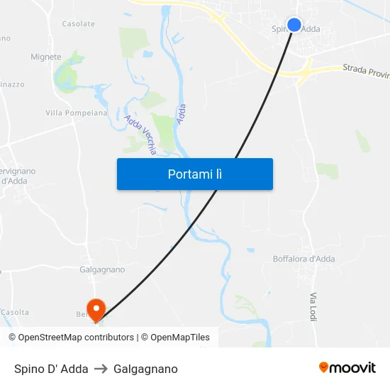 Spino D' Adda to Galgagnano map