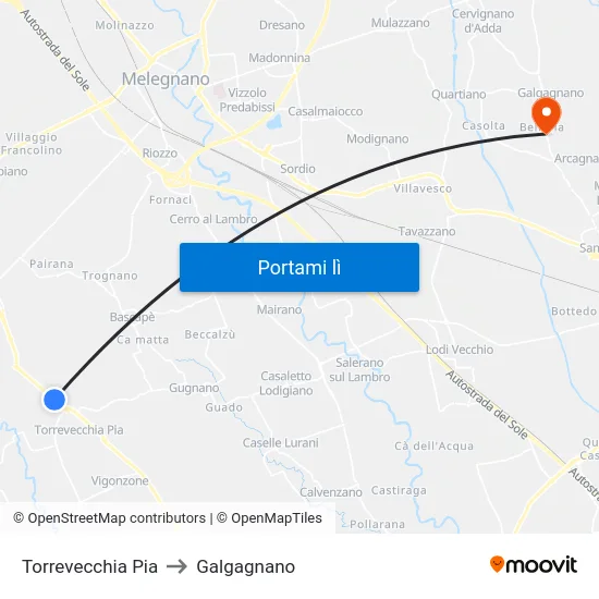 Torrevecchia Pia to Galgagnano map