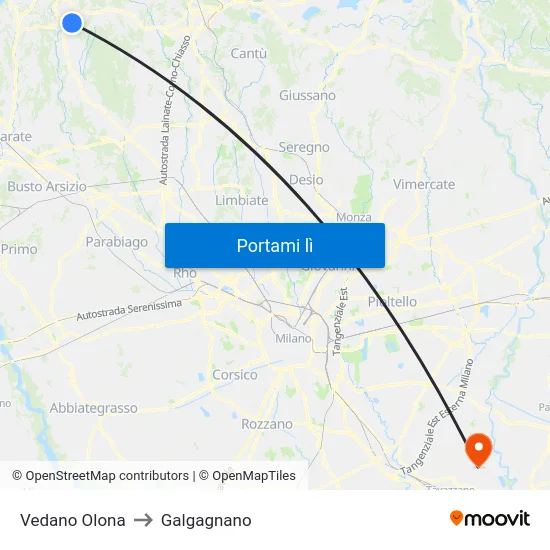 Vedano Olona to Galgagnano map