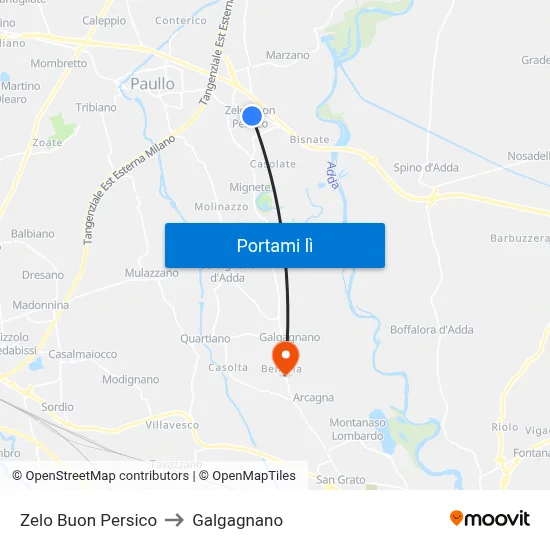 Zelo Buon Persico to Galgagnano map