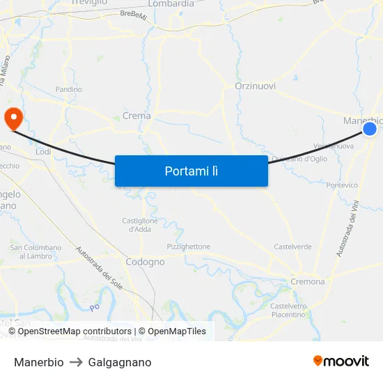 Manerbio to Galgagnano map