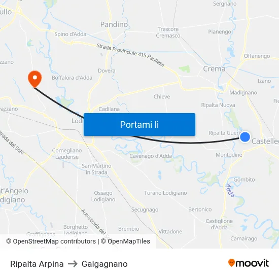 Ripalta Arpina to Galgagnano map