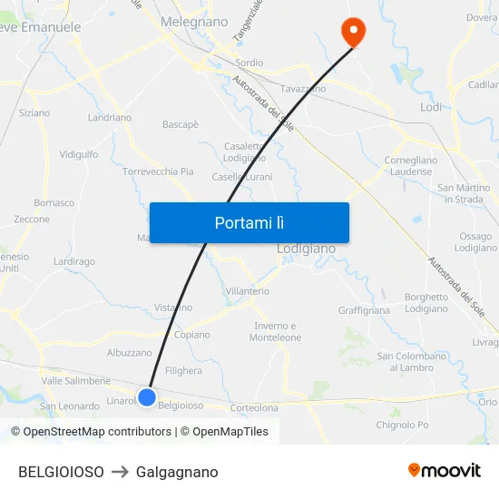 BELGIOIOSO to Galgagnano map