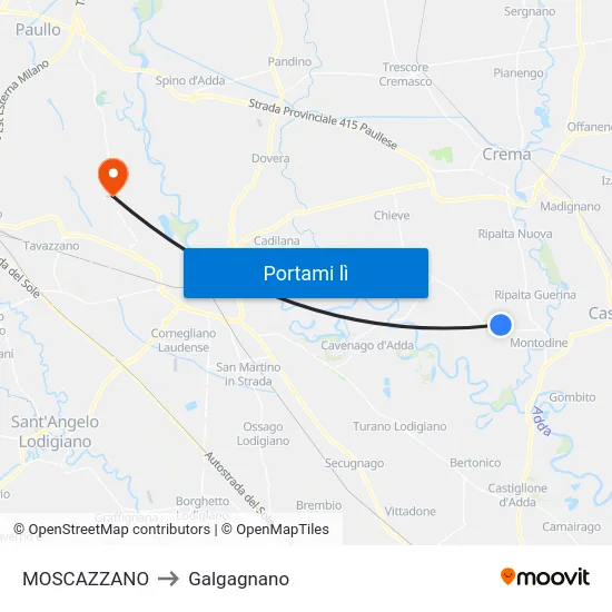 MOSCAZZANO to Galgagnano map